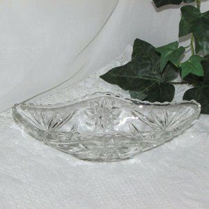 Anchor Hocking Vintage Glass Celery Boat Gondola EAPC Dish STAR OF DAVID Prescut